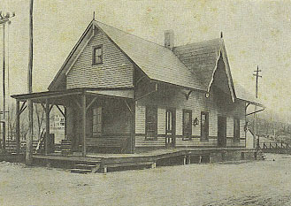 Wilton's first railroad station, built in 1852. It has been moved and preserved by the Wilton Historical Society and is currently in use as office space under the adaptive-use program.
