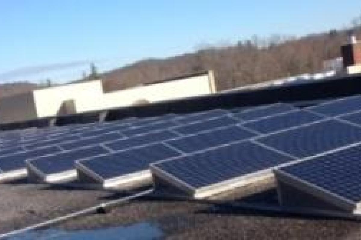 Solar panels on roof of Wilton High School